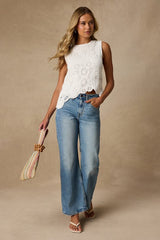 Eden Ivory Crochet Knit Asymmetrical Top