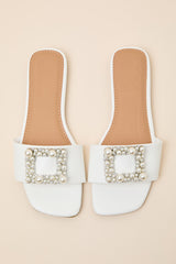 Lucinda White Pearl Slide Sandals