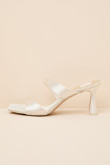 Icelyn Off White Satin High Heel Slide Sandals