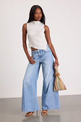 Kye White Crochet Lace Asymmetrical Tank Top