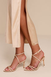 Baila Beige Ankle Strap High Heel Sandals