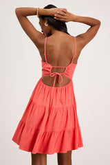 Make a Day of It Coral Cutout Tiered Mini Dress