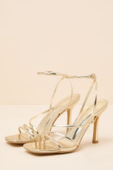 Sylvia Gold Ankle Strap High Heel Sandals