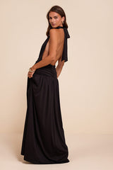 Reem Black Jersey Knit Backless Maxi Dress