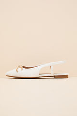 Lillian White Pointed-Toe Slingback Flats