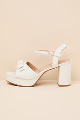 Iggy White Platform Ankle Strap High Heel Sandals