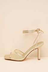 Harlan Gold Mesh Lace-Up High Heel Sandals
