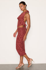 Lyta Rusty Rose Floral Jacquard Two-Piece Midi Dress