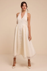 Finnley Ivory Lace Halter Midi Dress