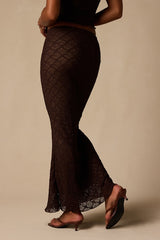 Carli Brown Lace Mid-Rise Maxi Skirt