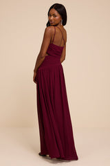 Marcela Plum Ruched One-Shoulder Maxi Dress