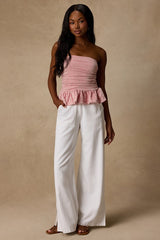 Philomena Red Striped Strapless Peplum Top