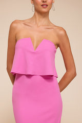 Lyanna Pink Strapless Column Maxi Dress