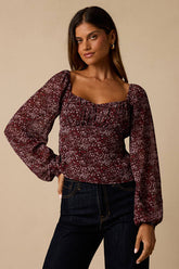 Yara Plum Multi Paisley Long Sleeve Top
