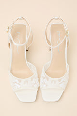 Junie Ivory Beaded Platform Ankle Strap High Heel Sandals