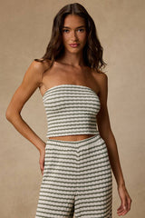 Esmira Ivory and Sage Striped Knit Top