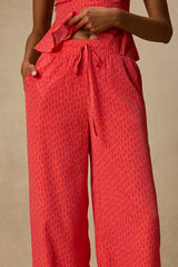 Marion Coral Floral Wide-Leg Pants