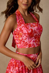 Nashira Pink Multi Floral Halter Top