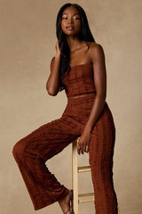 Shayne Rust Brown Textured Two-Piece Jumpsuit