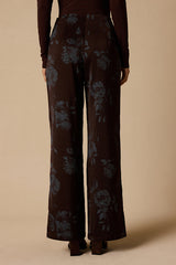 Tully Brown Floral High-Rise Pants