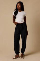 Tyra Black Drawstring Jogger Pants