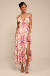 Rylee Cream Multi Floral Tie-Strap Midi Dress