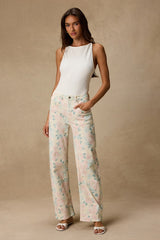 Sydnee Cream Multi Floral Wide-Leg Jeans