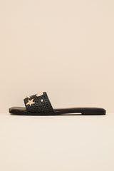 Layan Black Seashell Slide Sandals