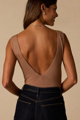 Check You Out Light Brown Sleeveless Bodysuit