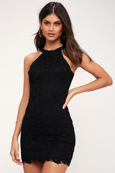 Love Poem Black Lace Mini Dress