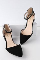 Lucinda Black Nubuck Ankle Strap Pumps