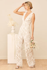 Enamored With You White Lace Wide-Leg Jumpsuit