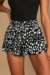 Yana Black and White Leopard Print Tie-Front Shorts