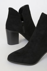 Martella Black Suede Ankle Booties