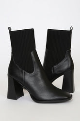 Naynee Black Square Toe Mid-Calf Boots