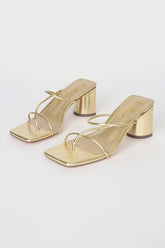 Jocelynn Gold Strappy High Heel Sandals