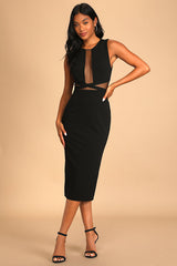 Not Meshing Around Black Cutout Bodycon Midi Dress