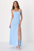 Remarkable Arrival Powder Blue Sleeveless Maxi Dress