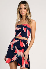Artistic Impulse Navy Blue Abstract Print Two-Piece Mini Dress