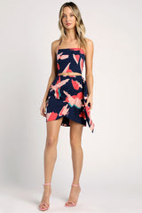Artistic Impulse Navy Blue Abstract Print Two-Piece Mini Dress