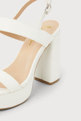 Acee White Platform Heels