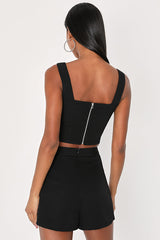 Divinely Sunny Black Sleeveless Two-Piece Romper