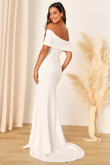 Exceptional Romance White Off-the-Shoulder Mermaid Maxi Dress