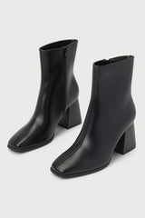 Charleigh Black Square Toe Mid-Calf Boots