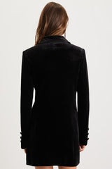 Sophisticated Expression Black Velvet Blazer Dress