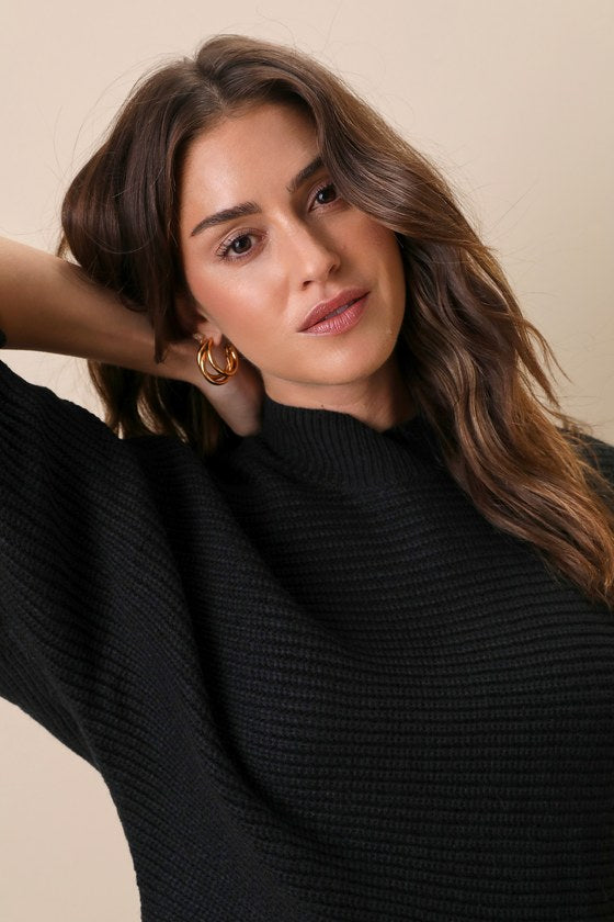 Toasty Times Black Long Sleeve Two-Piece Sweater Dress