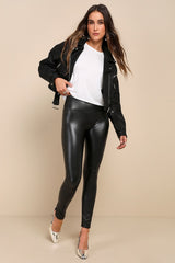 Keep it Sleek Black Vegan Leather Leggings
