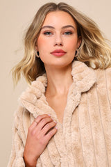 Classy Season Beige Faux Fur Coat