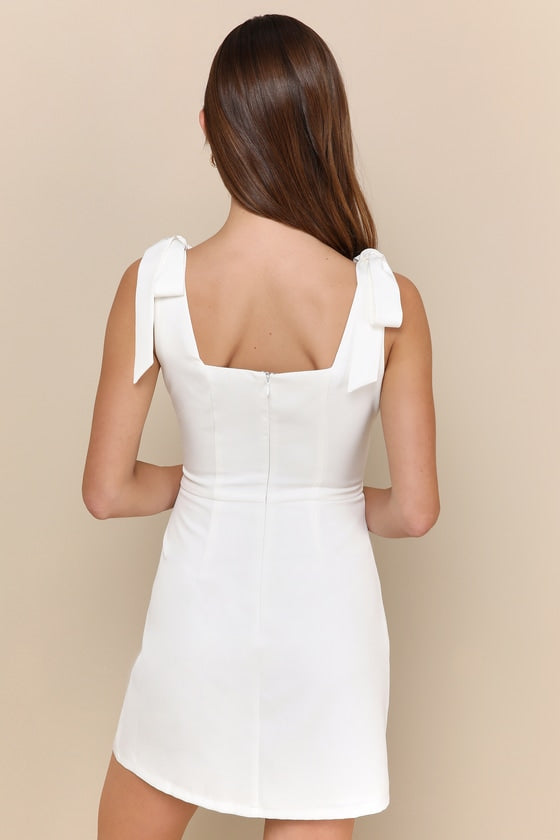 Your Sweetie White Tie-Strap Mini Dress
