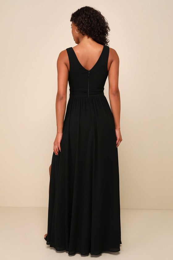 Thoughts of Hue Black Surplice Maxi Dress